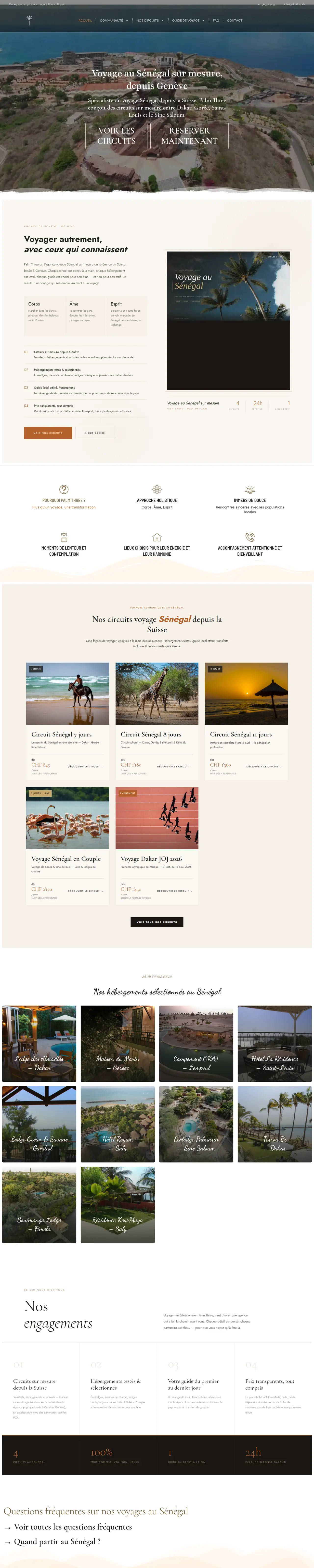 Site Palm Three affiché sur ordinateur