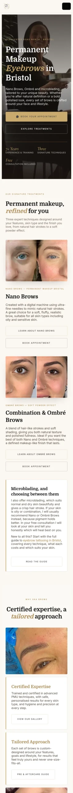 Site ska-brows.com, aperçu sur mobile